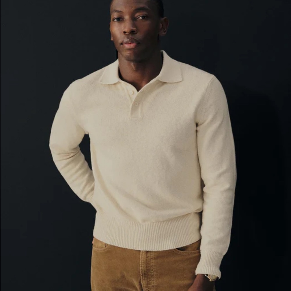 Buck Mason Seafarer Cotton Rugby Knit Polo in Sand Dollar